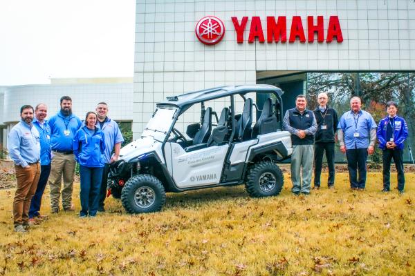 Yamaha Team members who worked on providing this custom vehicle include:  Jason Broshear Division Manager, Corporate Planning and Sustainability Bob Brown Vice President, Finance and Operations Support Mitchell Dockery Manufacturing Engineer Telisha Endicott Lab Coordinator Chris Gervais Division Manager, Mechanical Engineering and Maintenance Toshi Shigeta Vice President, Product Development Richard Jones Vice President, Operations Taka Imanishi President
