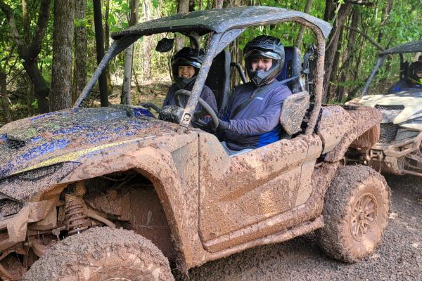 Yamaha team members explore the custom track created for Demo Day.  