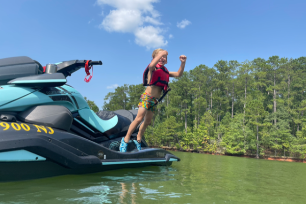 Enjoying a day on the lake with a WaveRunner through Yamaha’s Employee Equipment Loan Program. 